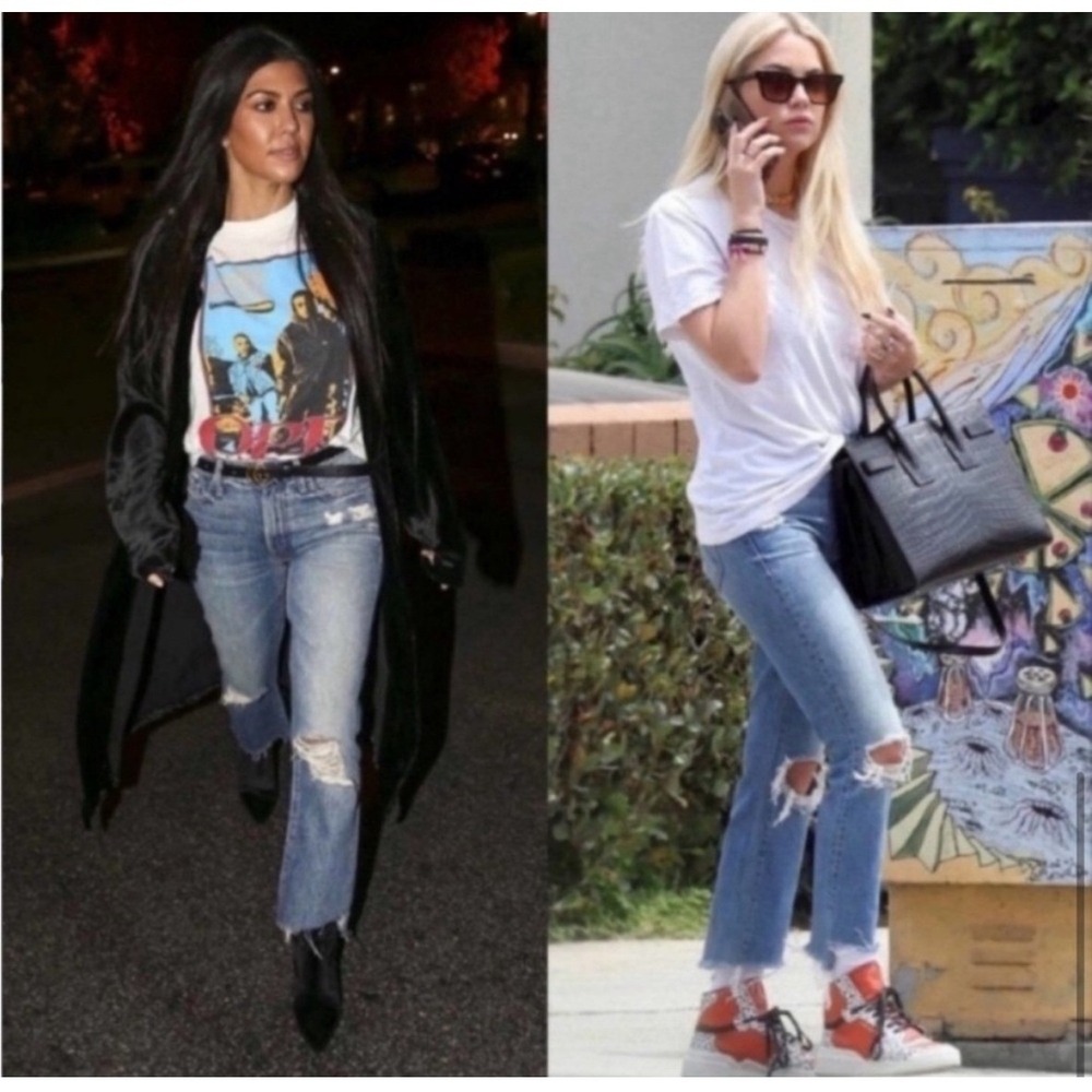 Mother Jeans Insider Fray Crop Women 24 Blue Distressed Hijacking The Runway